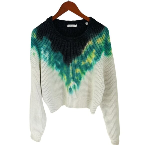 A.L.C. Elinor Tie-Dye Sweater Knit Cropped Crewneck Size Large - Picture 9 of 11